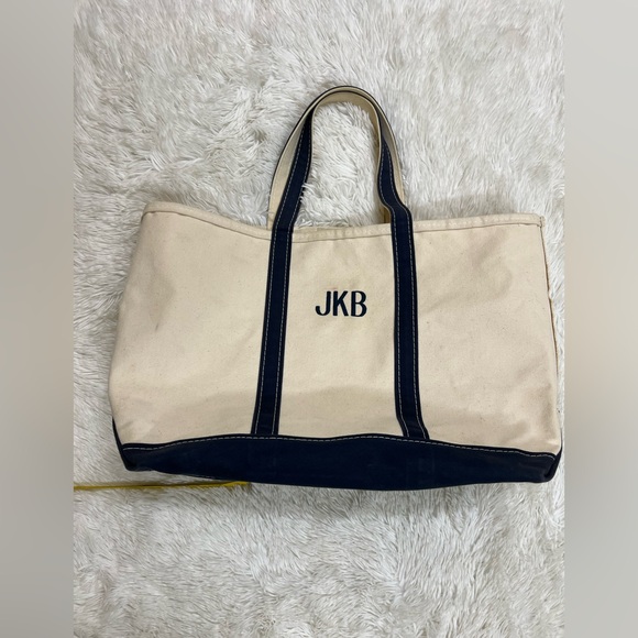 L.L. Bean Handbags - L.L. Bean Canvas Tote with Navy Trim
